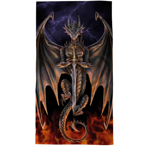 Anne Stokes Fantasy Art Dragon Warrior Beach Towel - 75 x 150cm