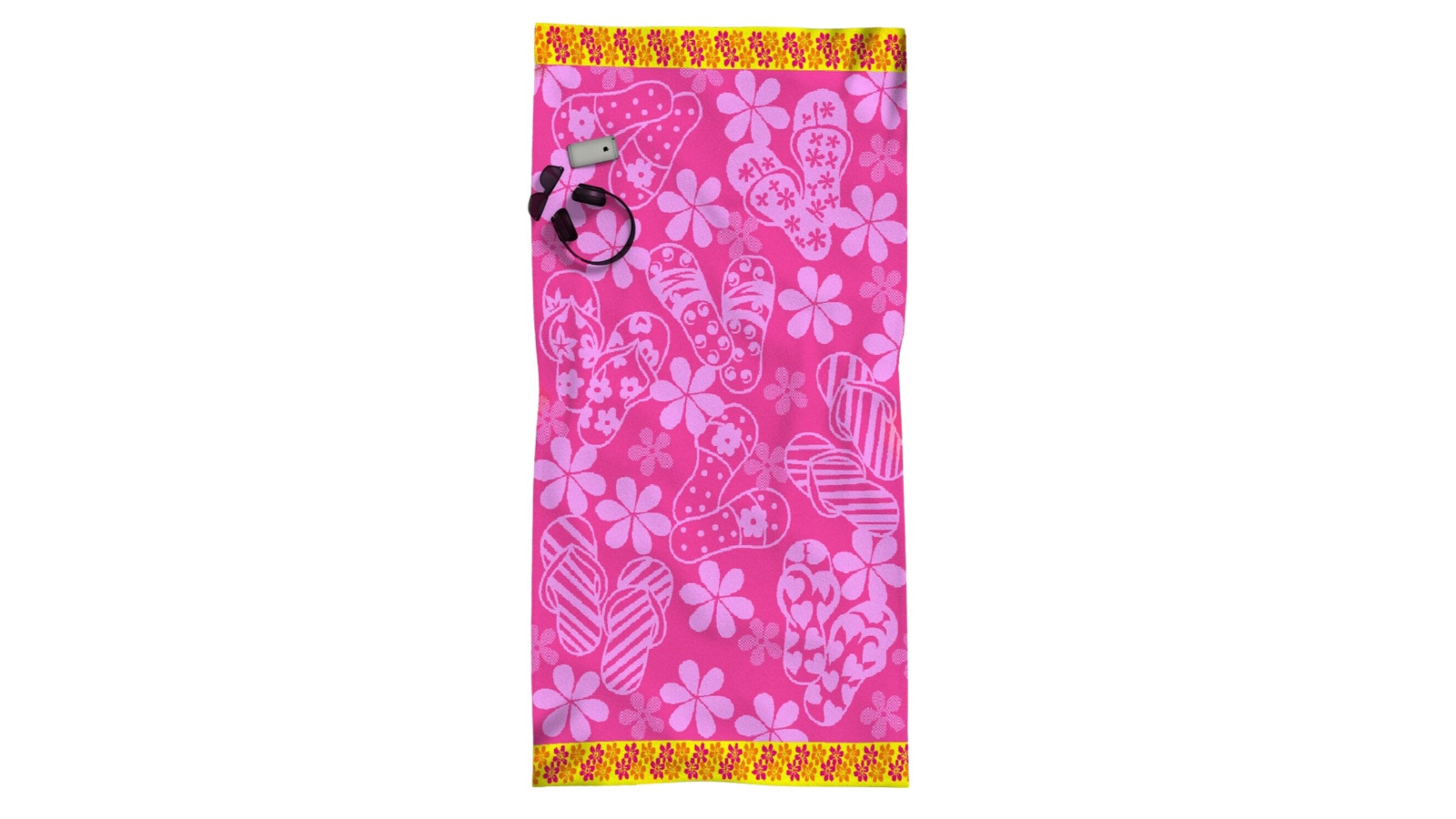 Rans Premium Thongs Pink Cotton Jacquard Beach Towel - 86 x 160cm