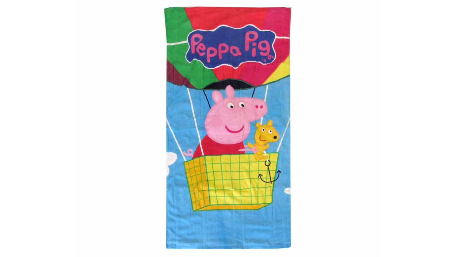 Bloomington Cartoon Printed Peppa Pig Hot Air Balloon Kids Cotton Beach Towel - 70 x 135cm
