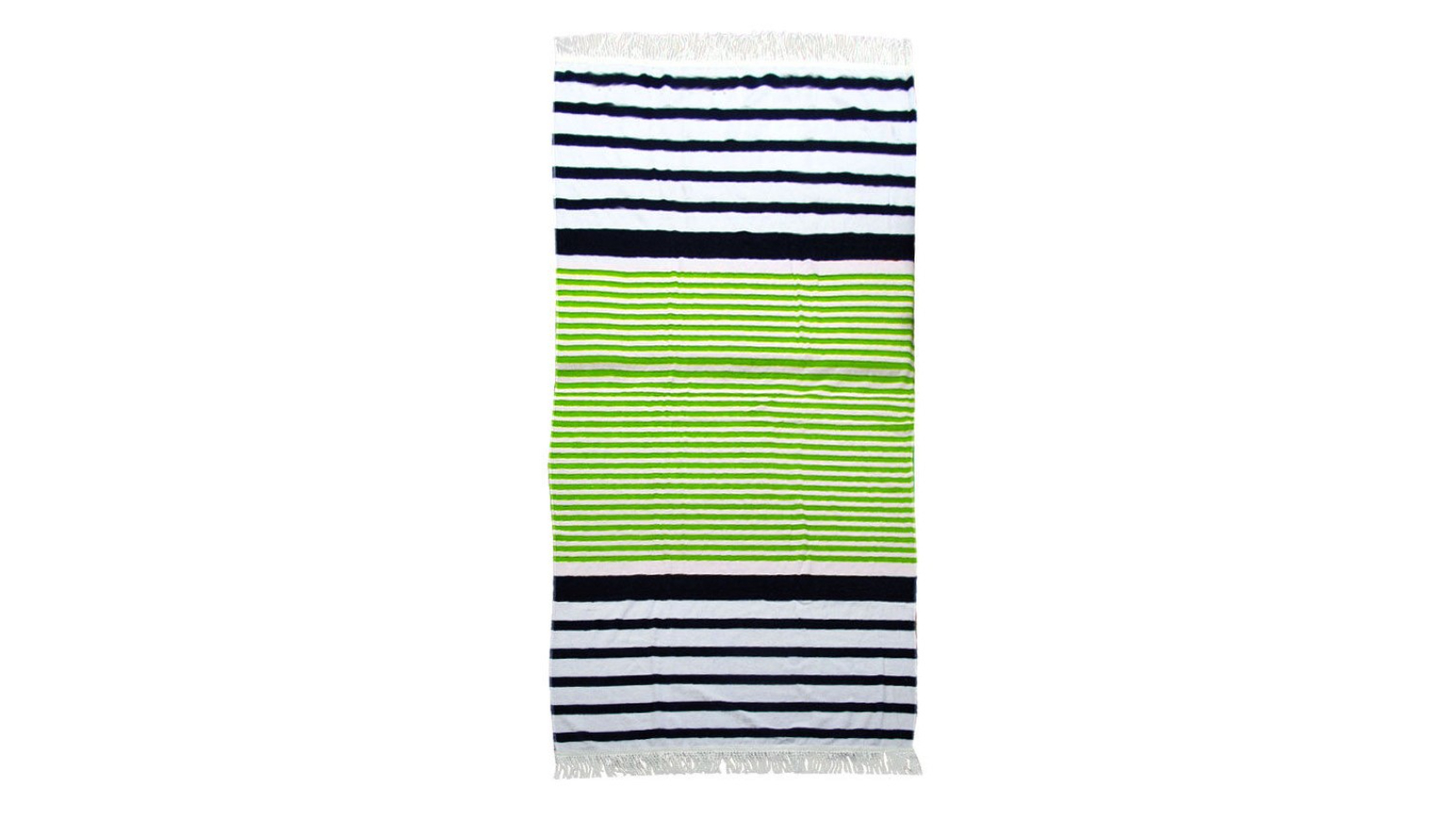 Onkaparinga Rainbow Striped Fringe Cotton Beach Towel Green Navy - 86 x 160cm