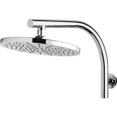 Phoenix Vivid 230mm Round Rose Curved Shower Arm - Chrome