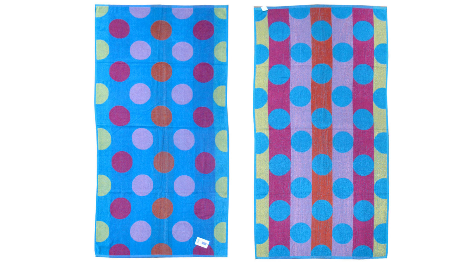 Appleby & Co Jacquard Velour Reversible Beach Towel Blue Circles Cotton Rich Design