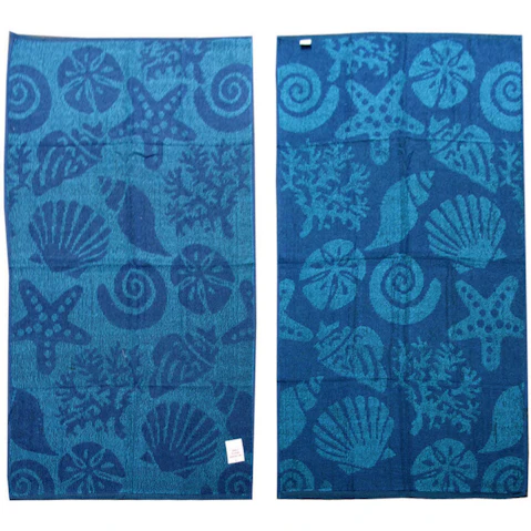 Appleby & Co Imperfect Set of 4 Jacquard Terry Beach Towels Star Fish and Tropical Designs