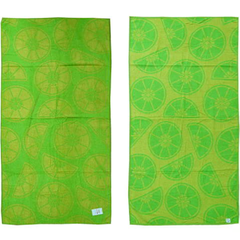 Appleby & Co Jacquard Velour Reversible Beach Towel Lime Citrus Cotton Rich Design