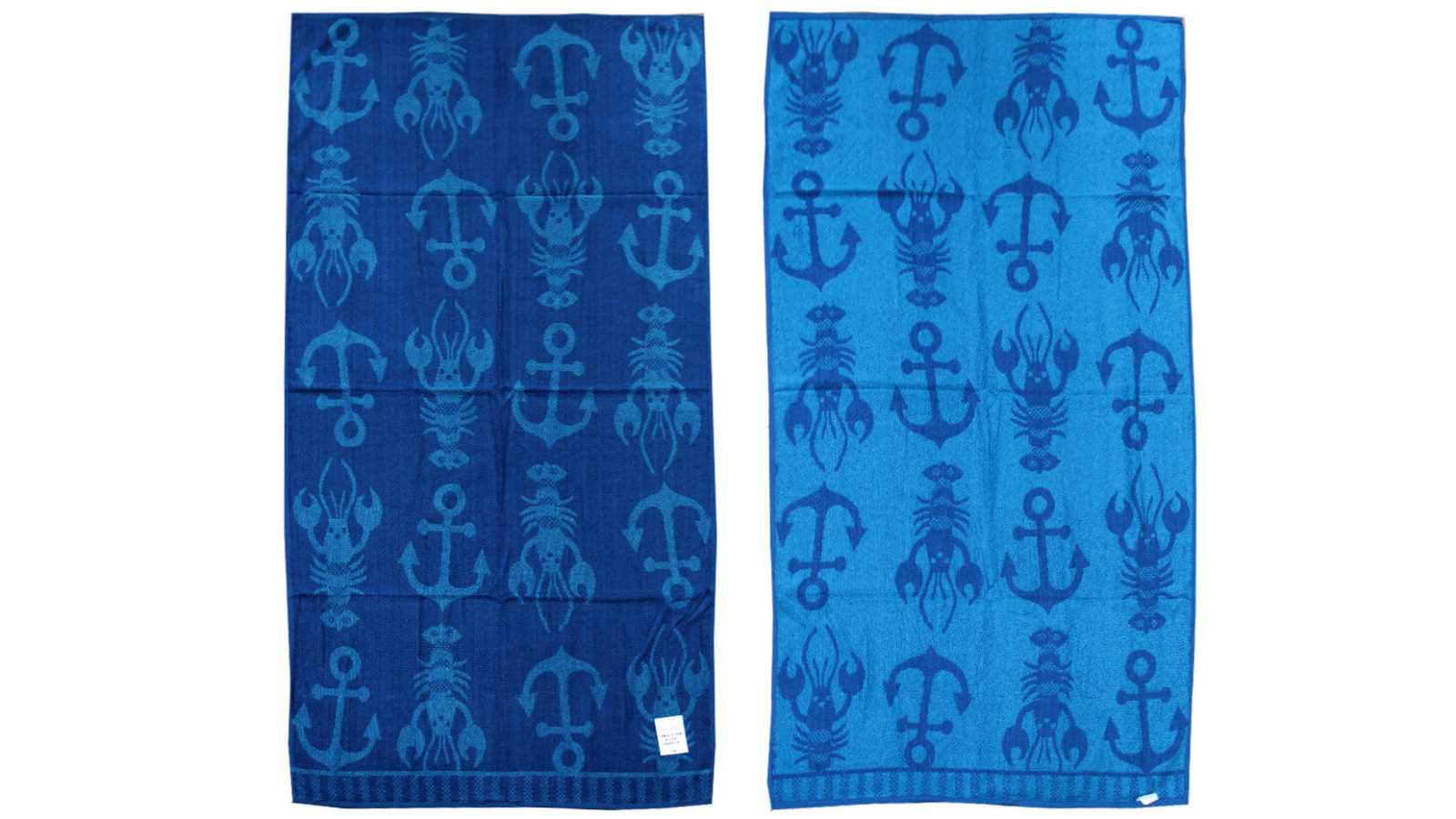 Appleby & Co Jacquard Velour Reversible Beach Towel Blue Lobster Anchor Nautical Design