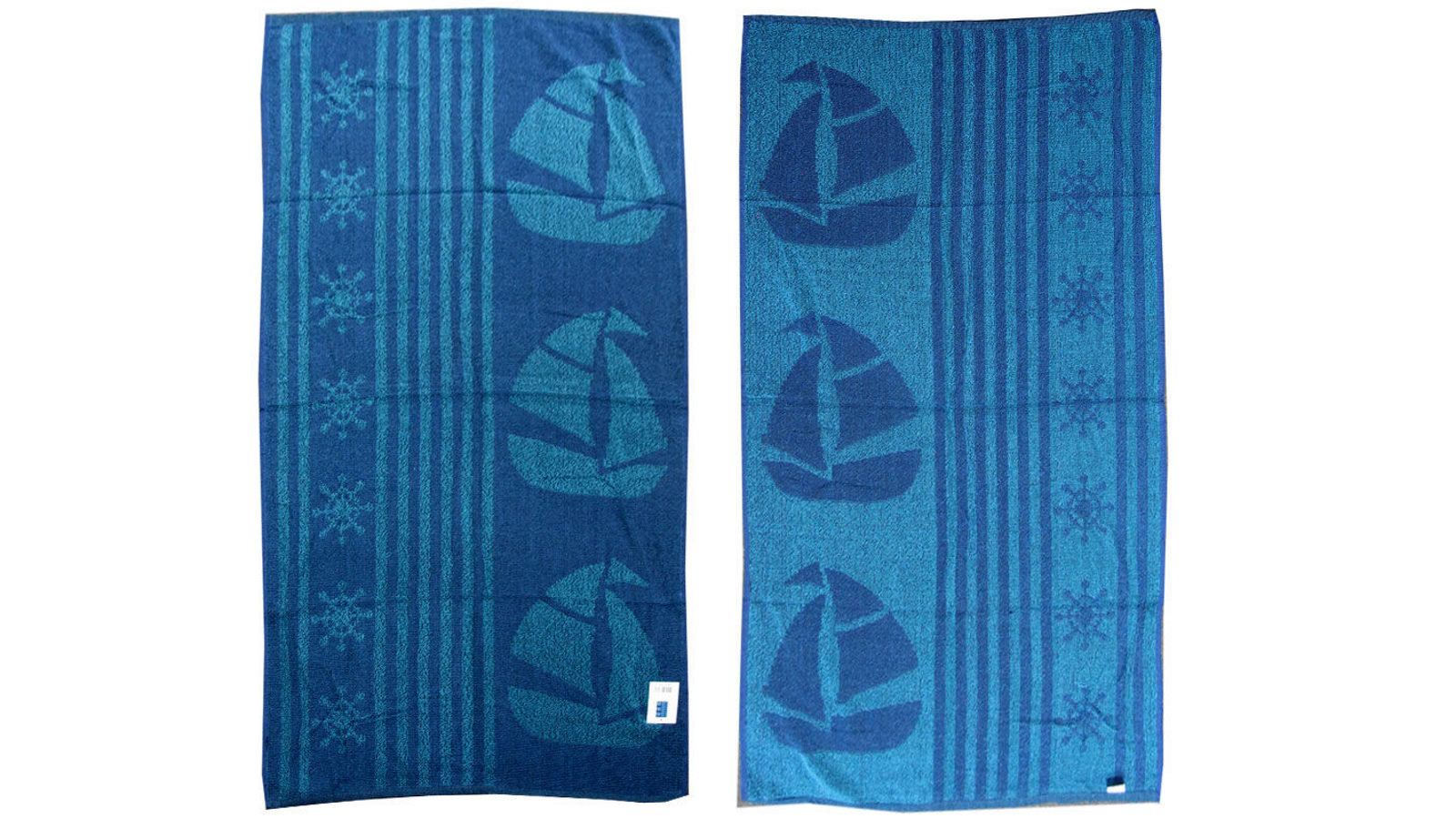 Appleby & Co Imperfect Set of 4 Jacquard Terry Beach Towels Sail Boat and Tropical Designs
