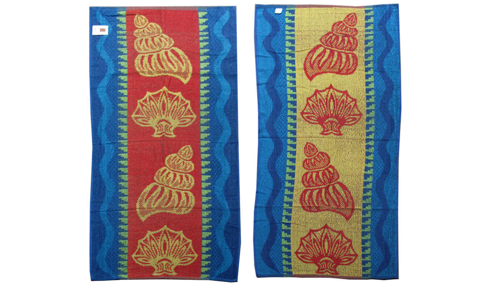 Appleby & Co Imperfect Set of 4 Jacquard Terry Beach Towels Sea Shells and Tropical Designs