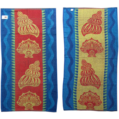 Appleby & Co Imperfect Set of 4 Jacquard Terry Beach Towels Sea Shells and Tropical Designs