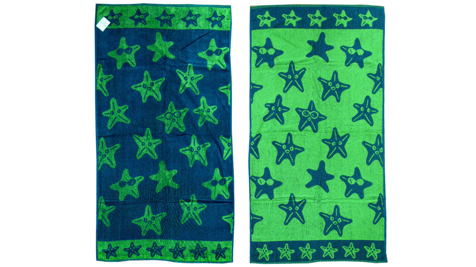 Appleby & Co Reversible Jacquard Velour Beach Towel Blue Stars 81x162cm Cotton Blend