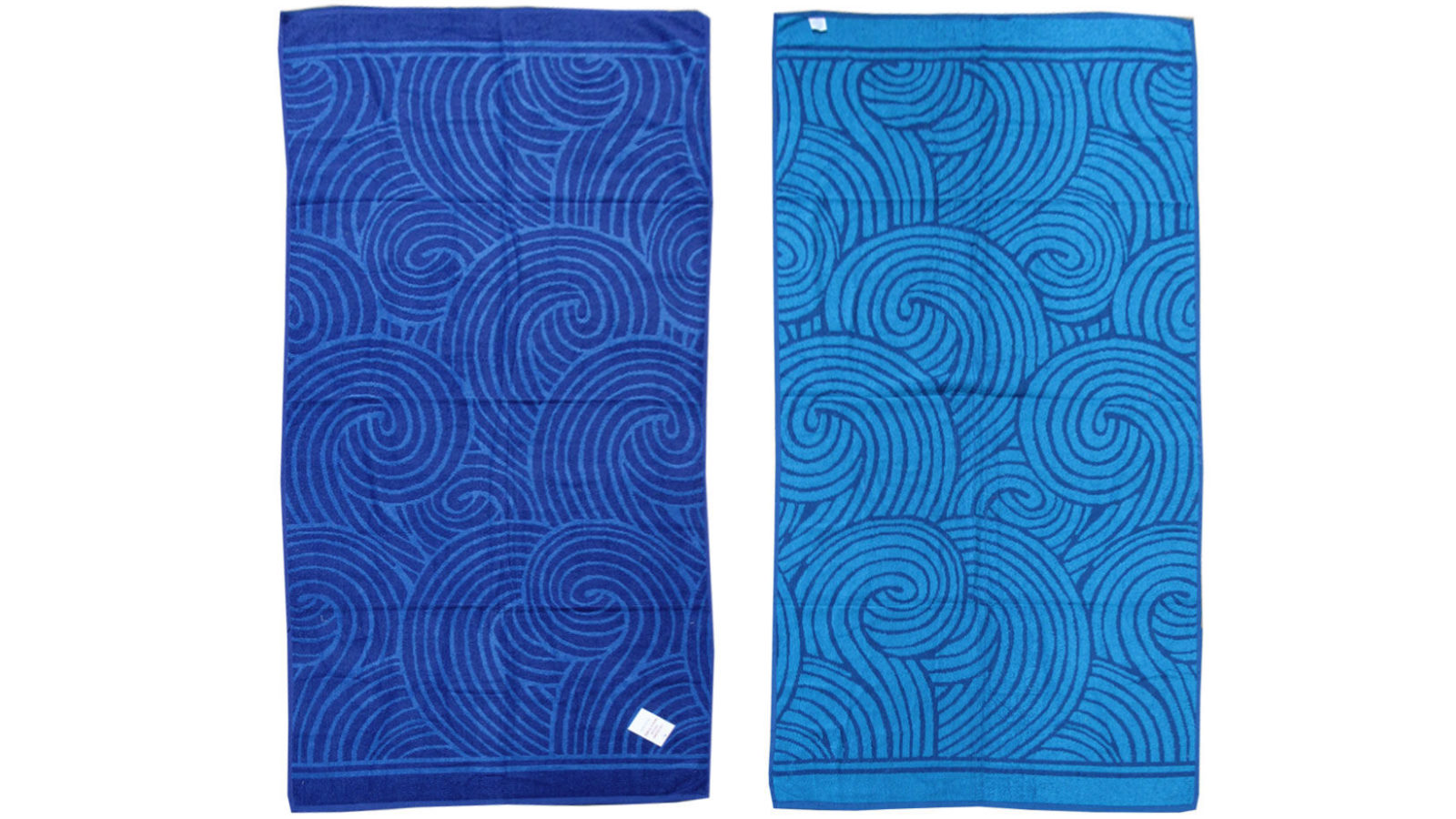 Appleby & Co Reversible Jacquard Velour Beach Towel Blue Swirls 81x162cm Cotton Blend