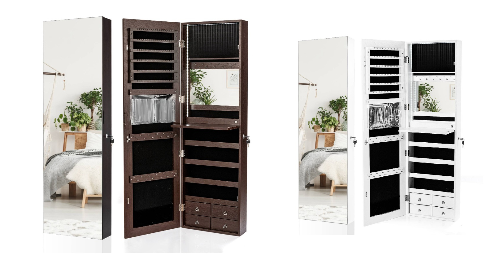 Costway LED Full Length Mirror Jewelry Storage Cabinet