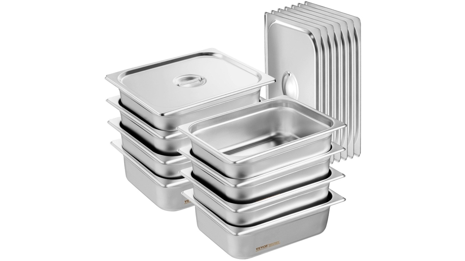 YS Pack of 8 Commercial Steam Pan with Lid