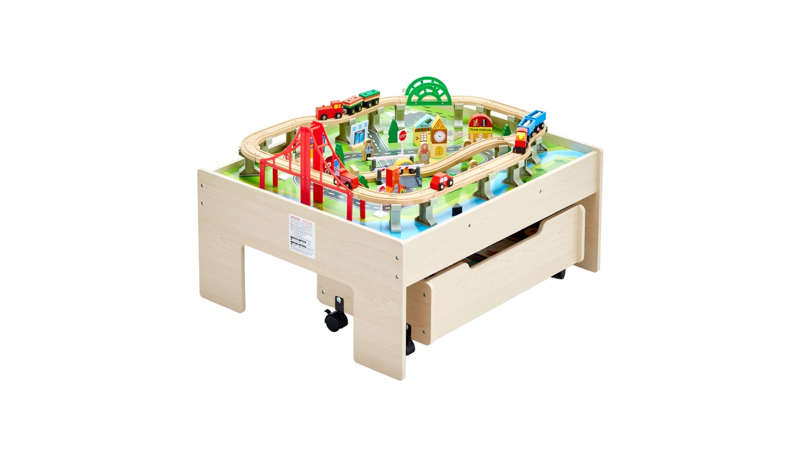YS 100 Piece Kids Wooden Activity Table - Train
