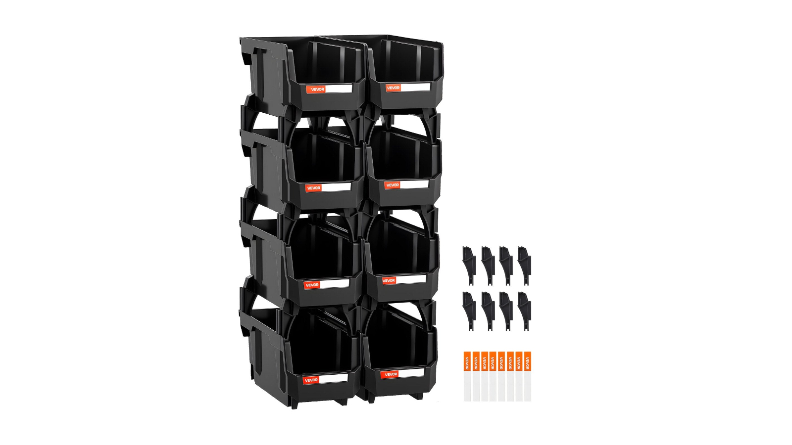 YS Plastic Stackable Storage Bin - Black