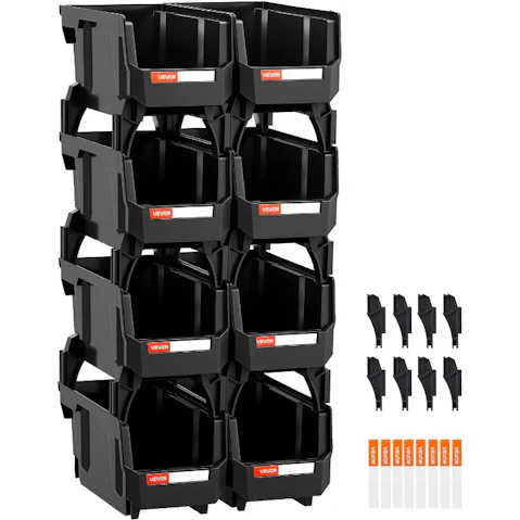 YS Plastic Stackable Storage Bin - Black