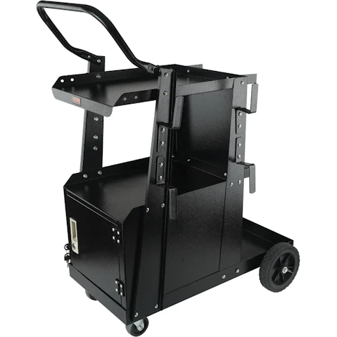 YS 2-Tier Heavy-Duty Welder Cart with Lockable Cabinet