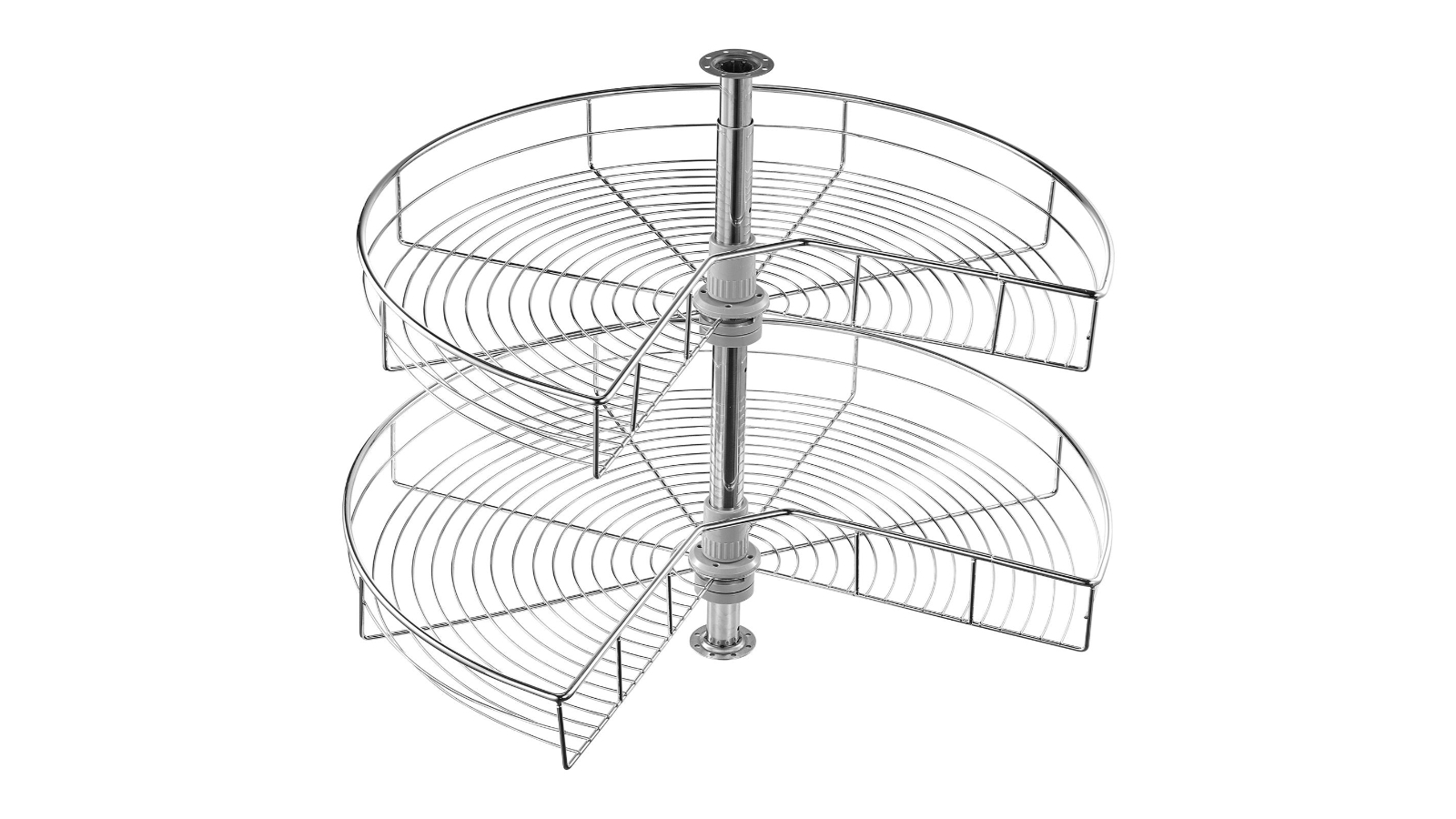 YS 28inch Kidney-Shaped Chrome Corner Organizer