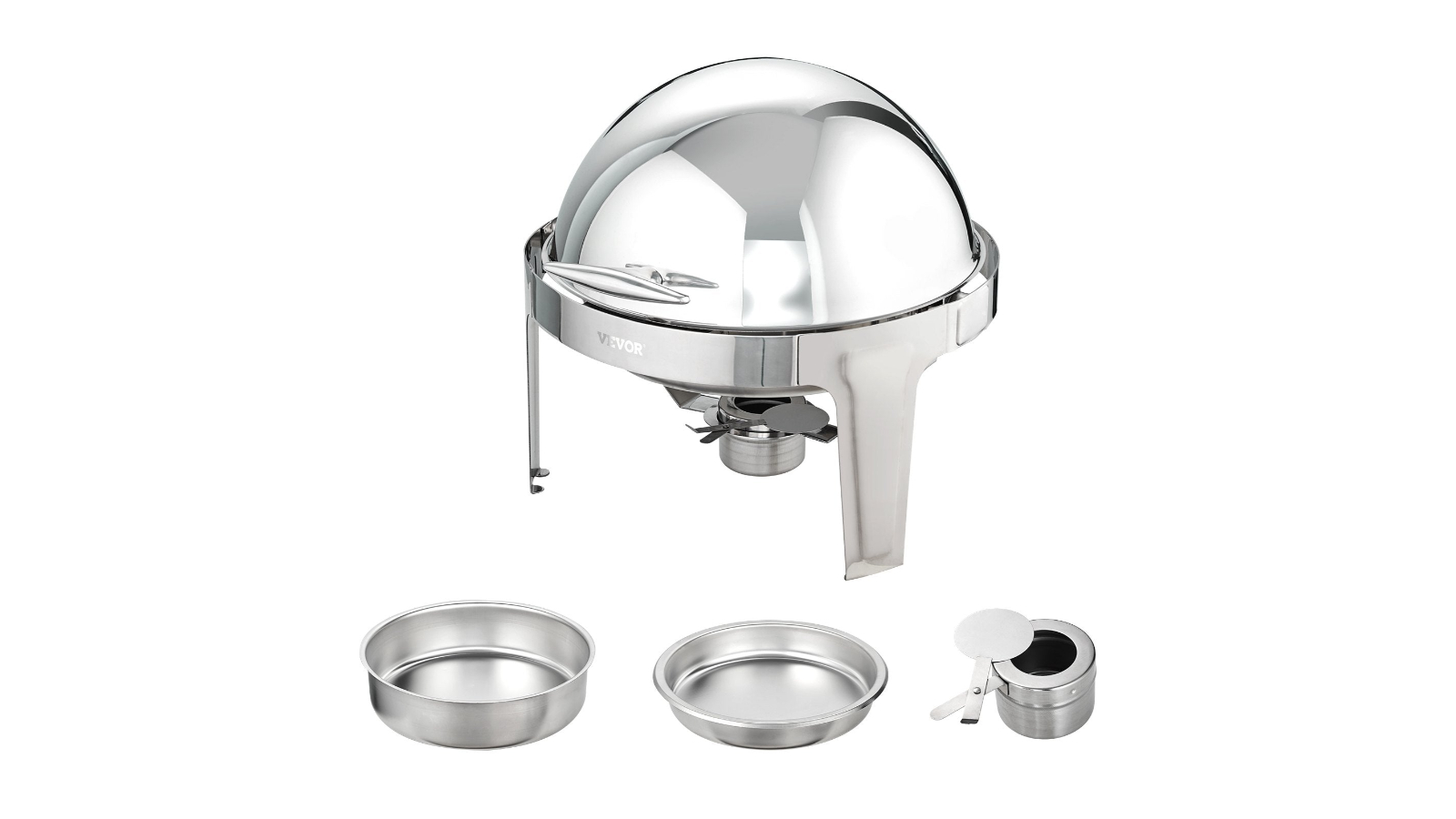YS Set of 2 Stainless Steel Roll Top Chafing Dish Buffet- 5.5 Litre
