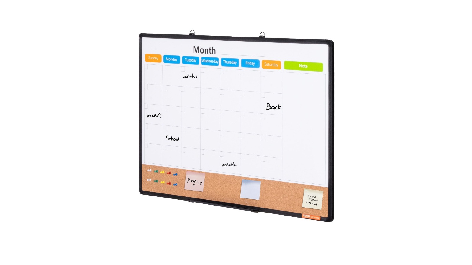 YS 36 x 24inch Monthly Calendar Whiteboard and Cork Board
