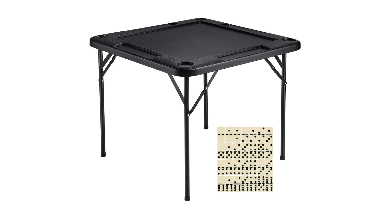 YS 4-Player Square Folding Mahjong Card Table - Black