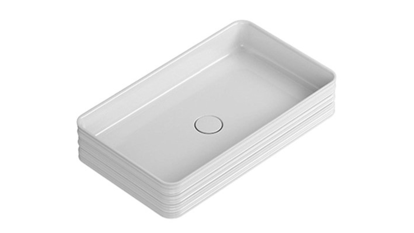 Parisi Trace Rectangle Bench Basin - Gloss White