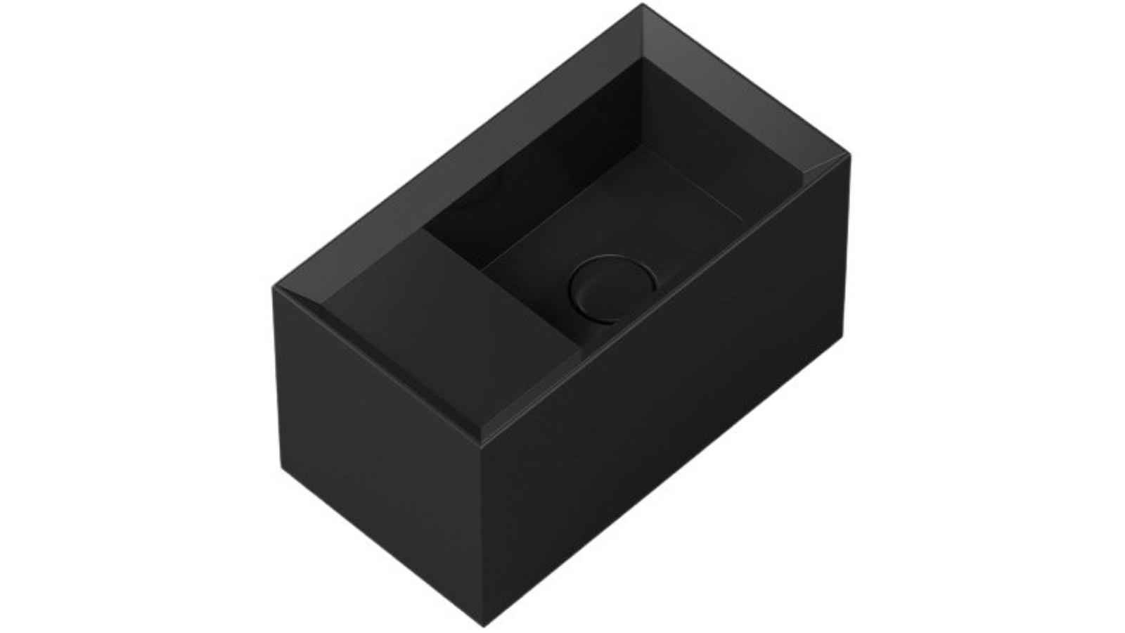 Parisi Cut 450 Wall Basin with Left Tap Landing 0 Tap Hole - Gloss Black