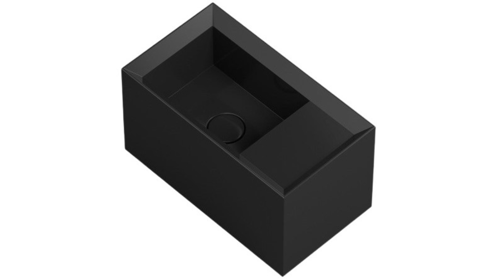 Parisi Cut 450 Wall Basin with Right Tap Landing 0 Tap Hole - Gloss Black