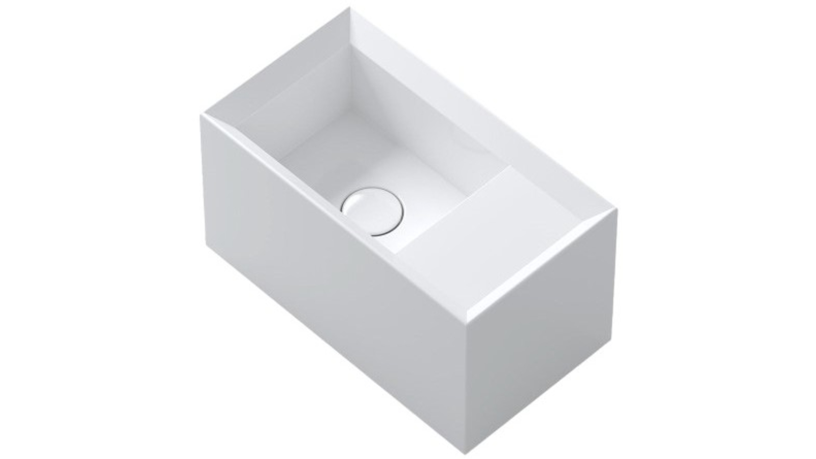 Parisi Cut 450 Wall Basin with Right Tap Landing 0 Tap Hole - Gloss White
