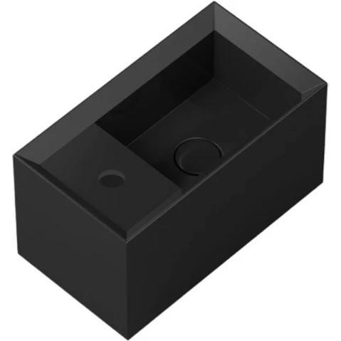 Parisi Cut 450 Wall Basin with Left Tap Landing 1 Tap Hole - Gloss Black