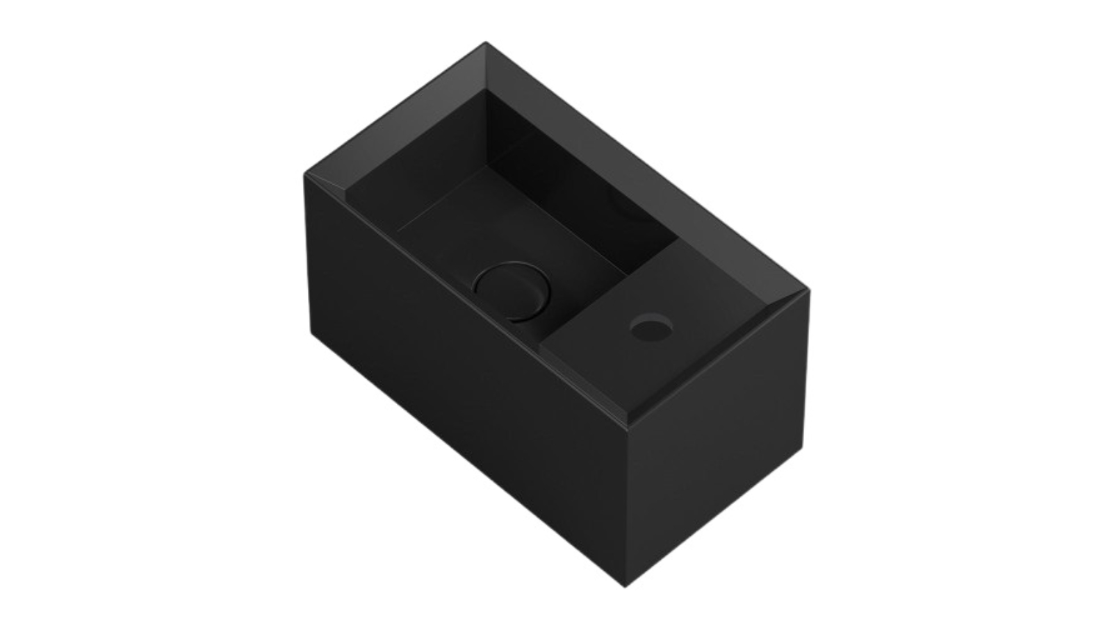 Parisi Cut 450 Wall Basin with Right Tap Landing 1 Tap Hole - Gloss Black