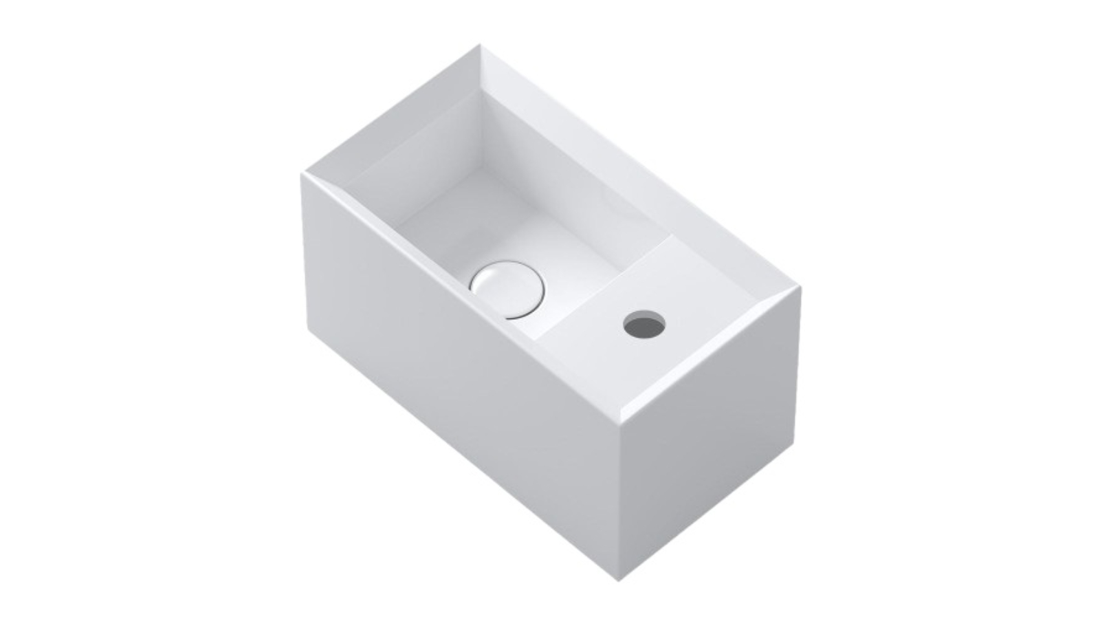 Parisi Cut 450 Wall Basin with Right Tap Landing 1 Tap Hole - Gloss White