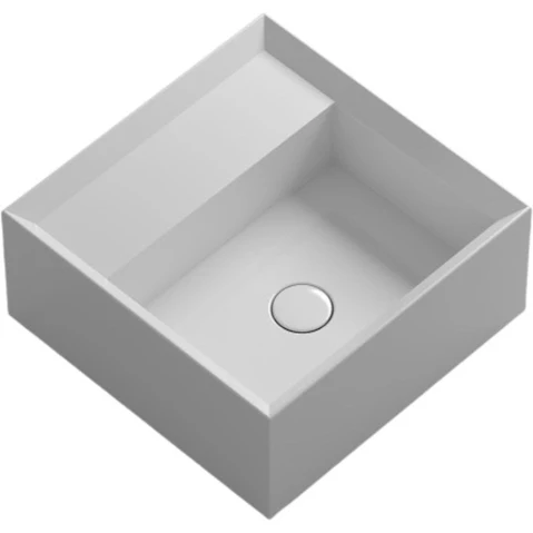 Parisi Cut 450 Square Wall Basin 0 Tap Hole - Gloss White
