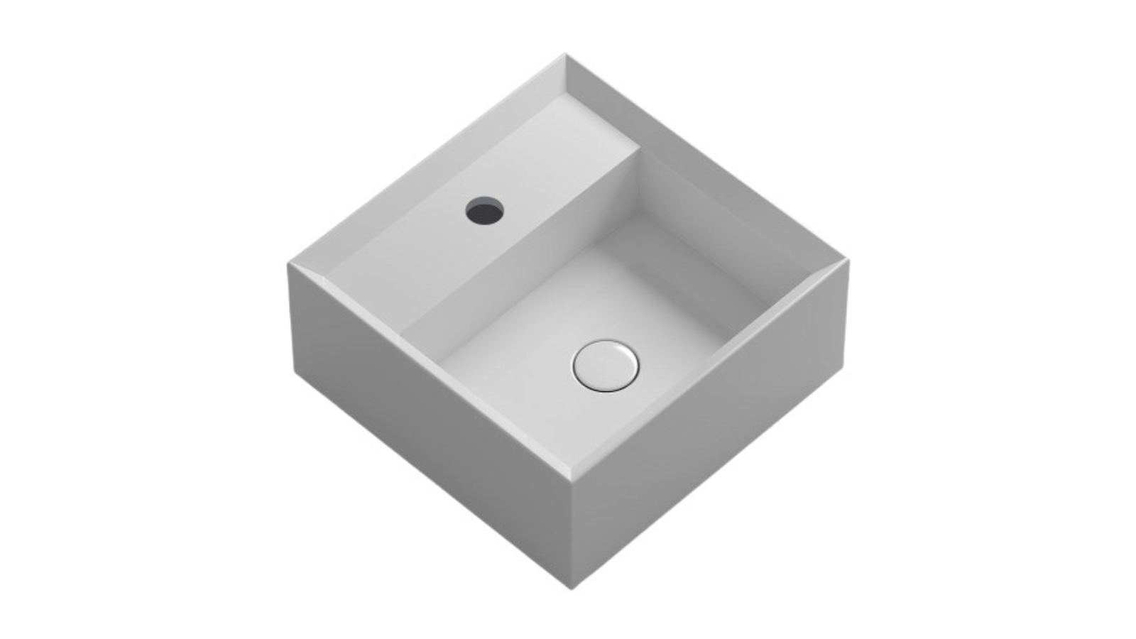 Parisi Cut 450 Square Wall Basin 1 Tap Hole - Gloss White