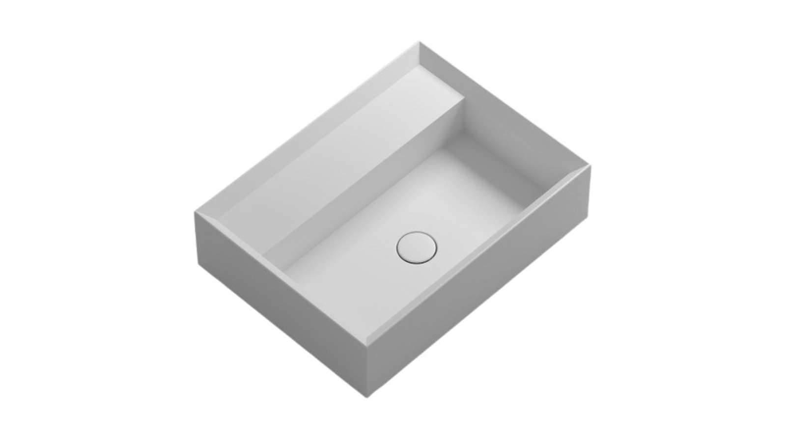 Parisi Cut 600 Bench Basin 0 Tap Hole - Matte White