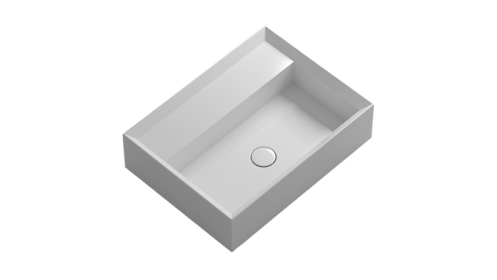 Parisi Cut 600 Bench Basin 0 Tap Hole - Gloss White