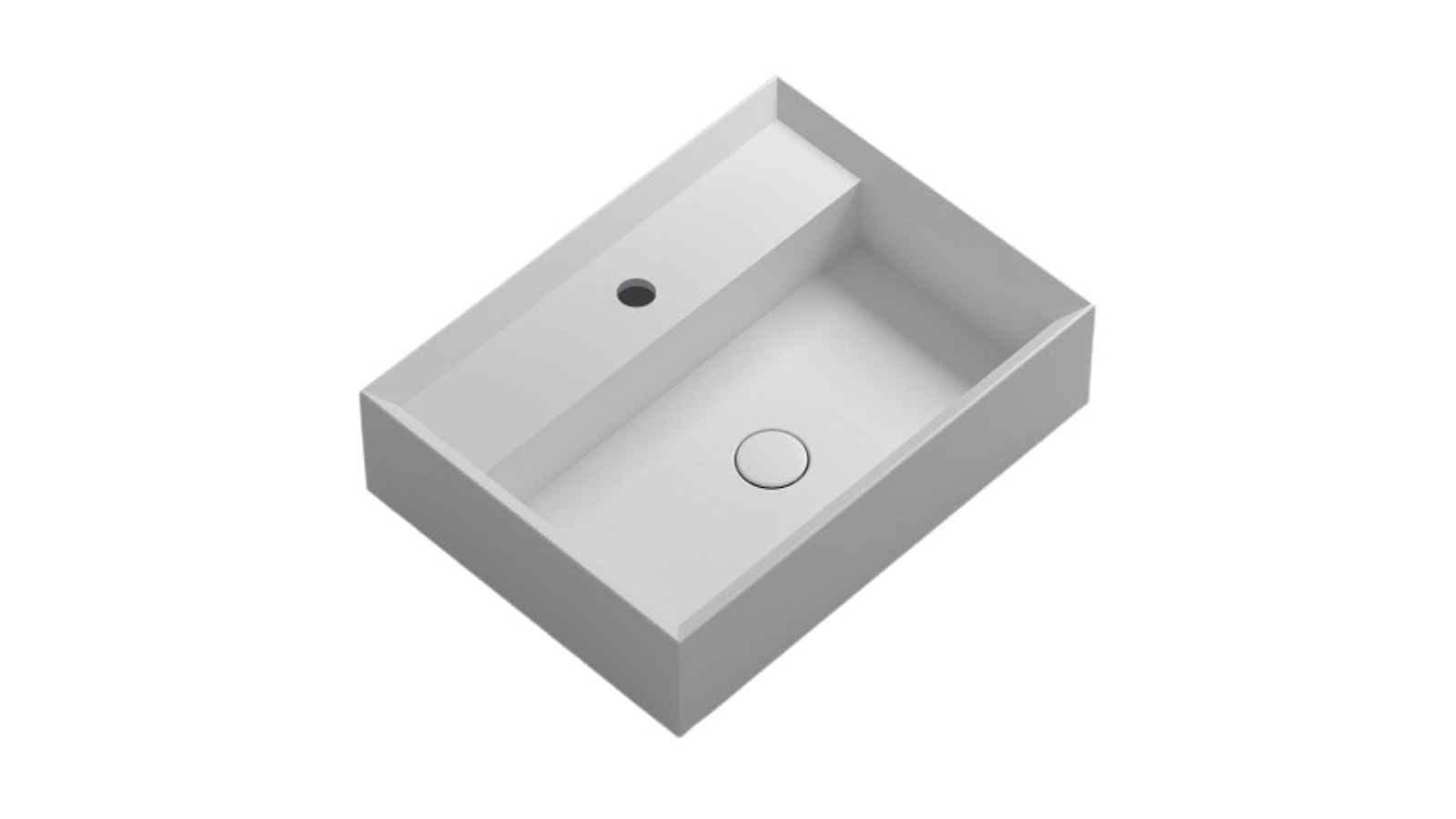 Parisi Cut 600 Wall Basin 1 Tap Hole - Matte White