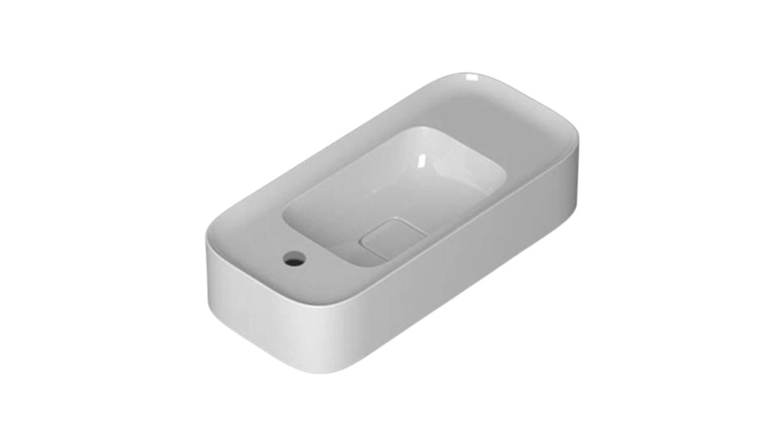 Parisi Cameo 600 Left Bench Basin 1 Tap Hole - Gloss White