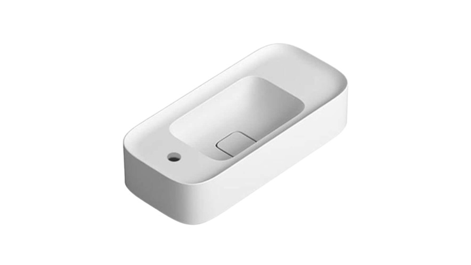 Parisi Cameo 600 Left Wall Basin 1 Tap Hole - Matte White