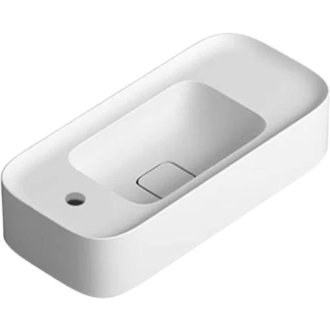 Parisi Cameo 600 Left Wall Basin 1 Tap Hole - Matte White