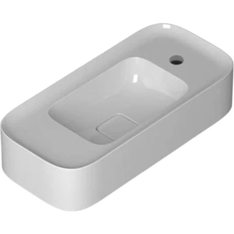 Parisi Cameo 600 Right Wall Basin 1 Tap Hole - Gloss White