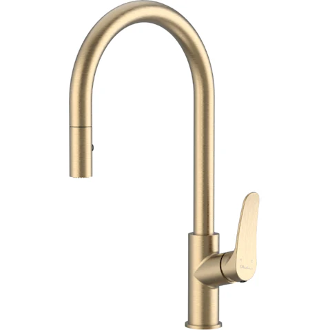 Oliveri Verona Pull Out Goose Neck Spray Sink Mixer - Classic Gold