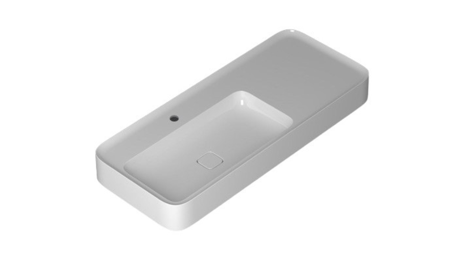 Parisi Cameo 1200 Bench Basin 1 Tap Hole - Gloss White