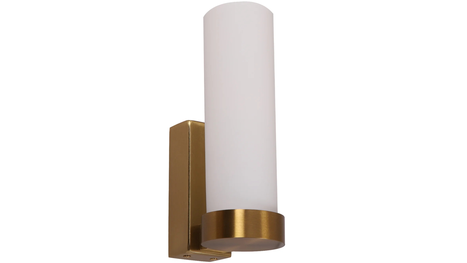 CLA Lighting Tubular Opal Glass ES Wall Light with Brass Highlight and Rectangular Base OD60mm