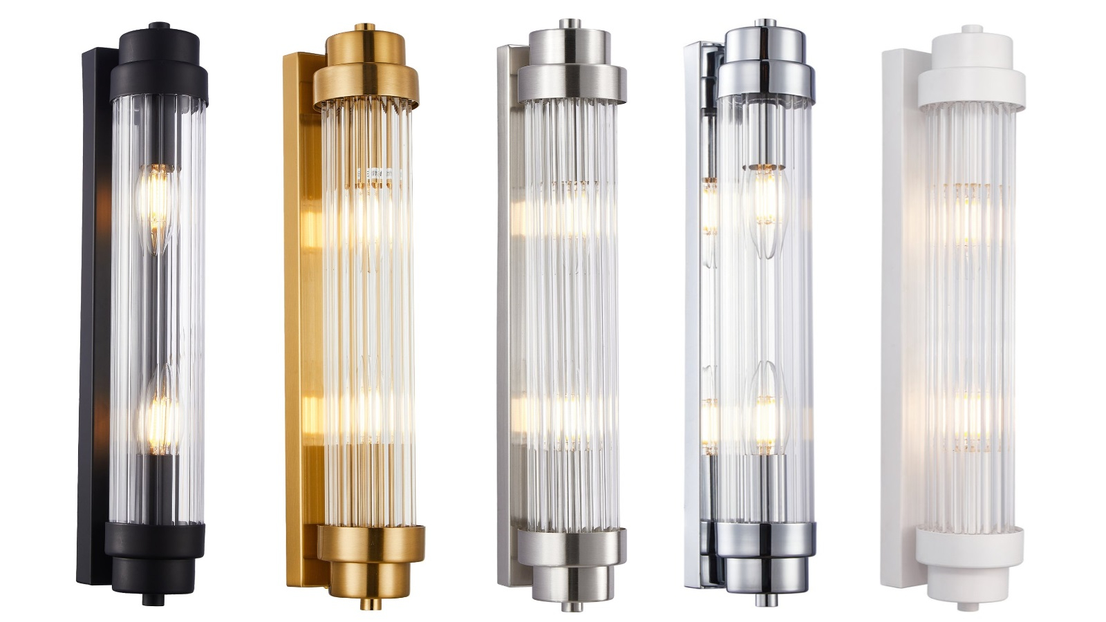 Varillas Interior Wall Light Up/Down Clear Glass Rod with Highlight and Base