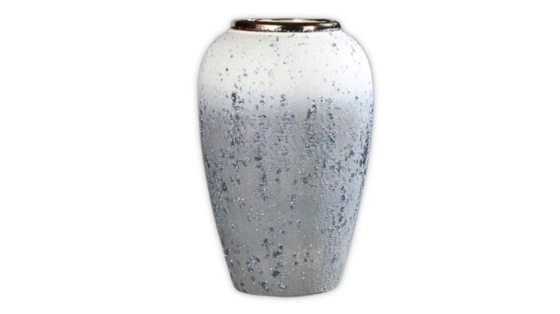 Soga Elegant Living Room Home Decor White/Grey Ceramic Flower Vase - Medium