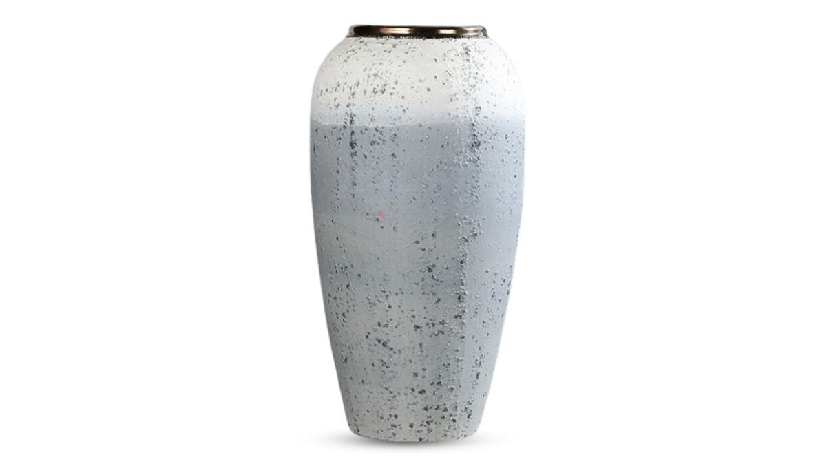 Soga Elegant Living Room Home Decor White/Grey Ceramic Flower Vase
