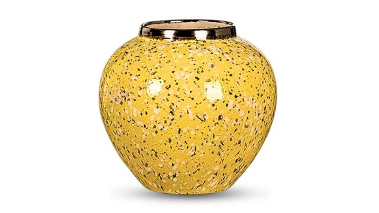 Soga Elegant Living Room Home Decor Yellow/White Floral Ceramic Flower Vase - Small