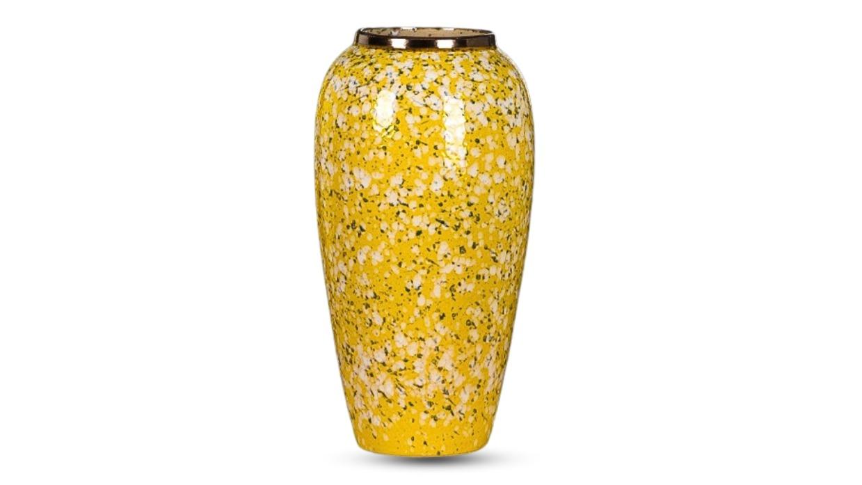 Soga Elegant Living Room Home Decor Yellow/White Floral Ceramic Flower Vase