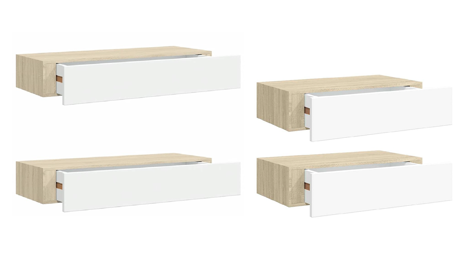 vidaXL 2 Piece White MDF Wall Drawer Shelf