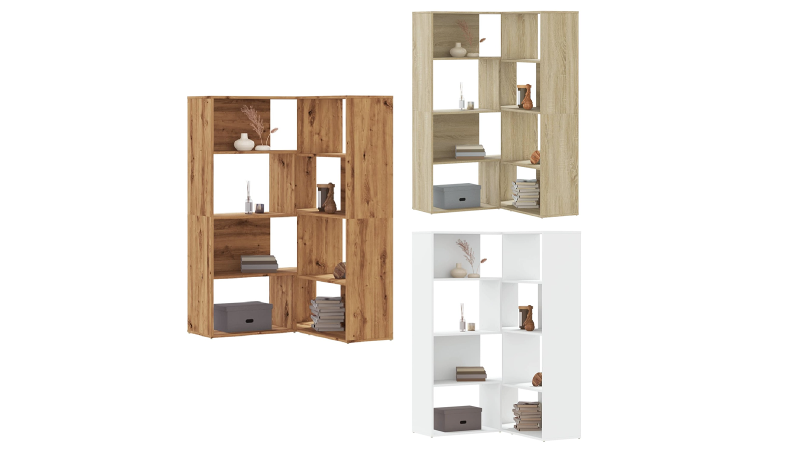 vidaXL 4-Tier Engineered Wood 85 x 85 x 140cm Corner Bookcase